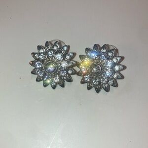 Vintage Silver tone Crystal Stud Earrings